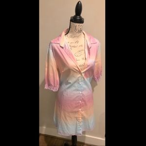 Pastel button up shirt-dress size XL